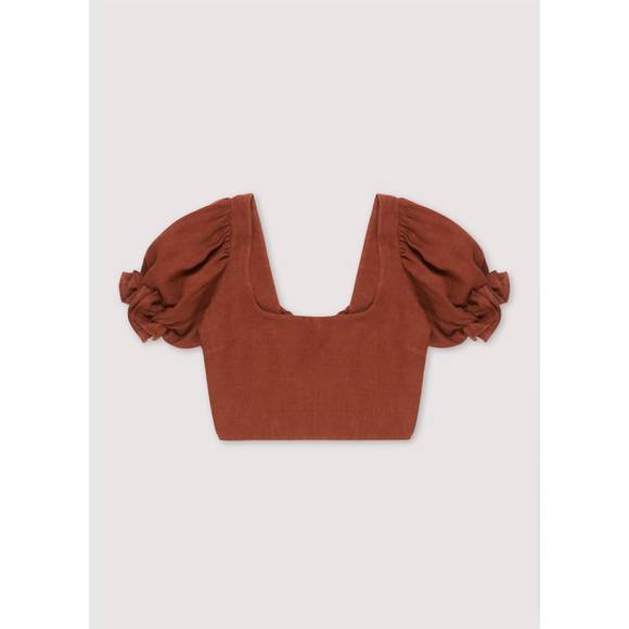 NEW THE NEW SOCIETY long beach crop top in brown - Picture 1 of 2